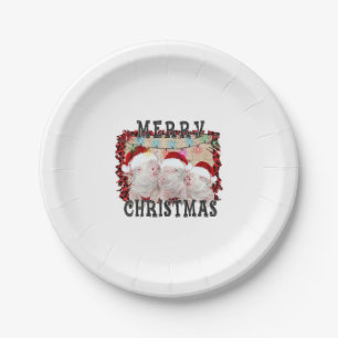 Merry Christmas Pig Paper Plates