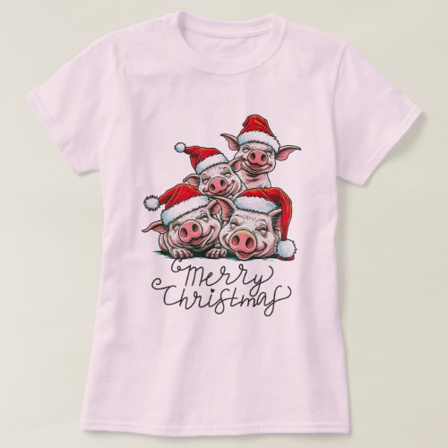 Merry Christmas Pig Squad Meowy T_Shirt