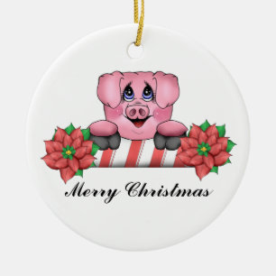 Merry Christmas Piggy Ornament