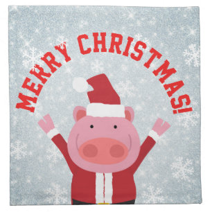 Merry Christmas Piglet Cloth Napkin