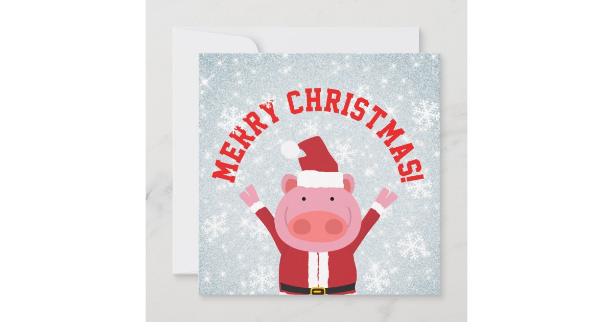 Merry Christmas Piglet Holiday Card | Zazzle