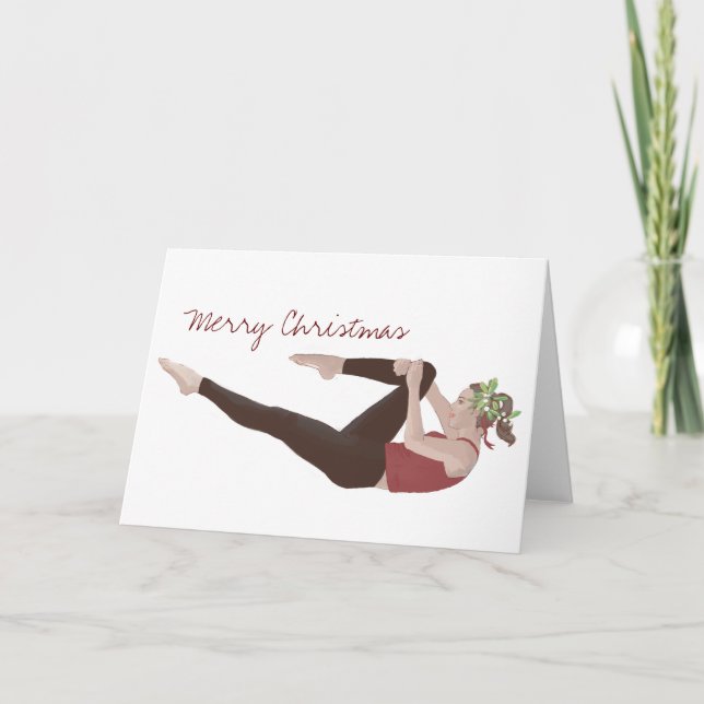 Merry Christmas Pilates Single Leg Stretch Card (Front)