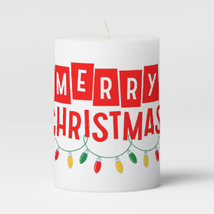 Merry Christmas Pillar Candle