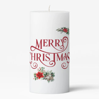 Merry Christmas Pillar Candle