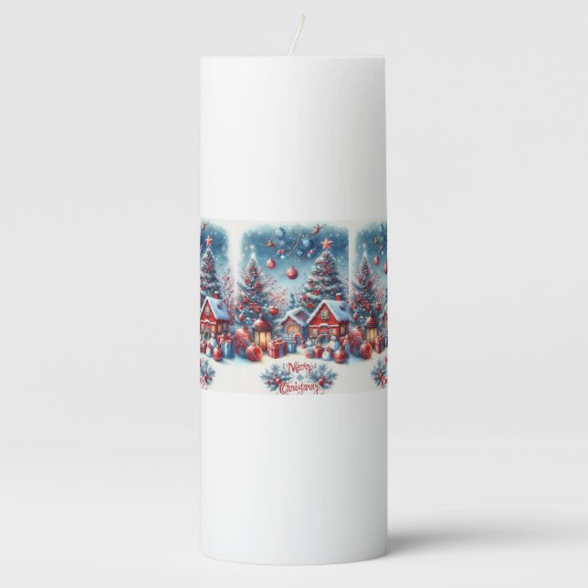 MERRY CHRISTMAS PILLAR CANDLE (Front)