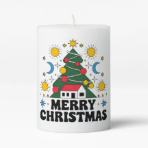 Merry Christmas Pillar Candle: Festive New Model