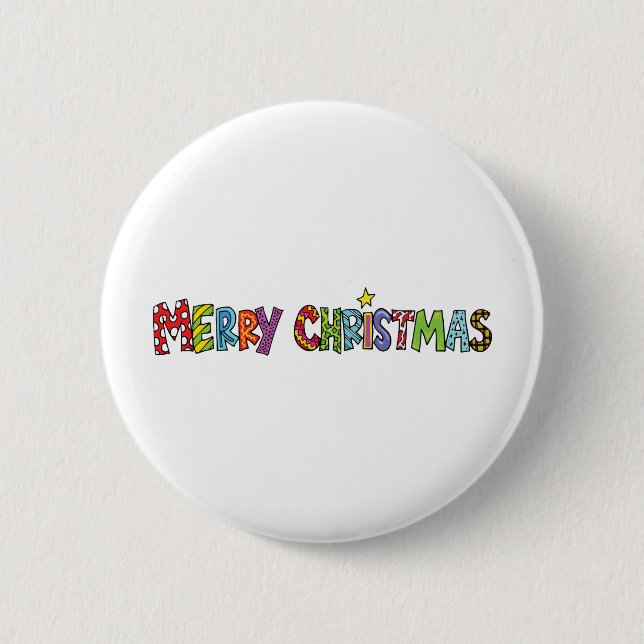 Merry Christmas Pinback Button (Front)