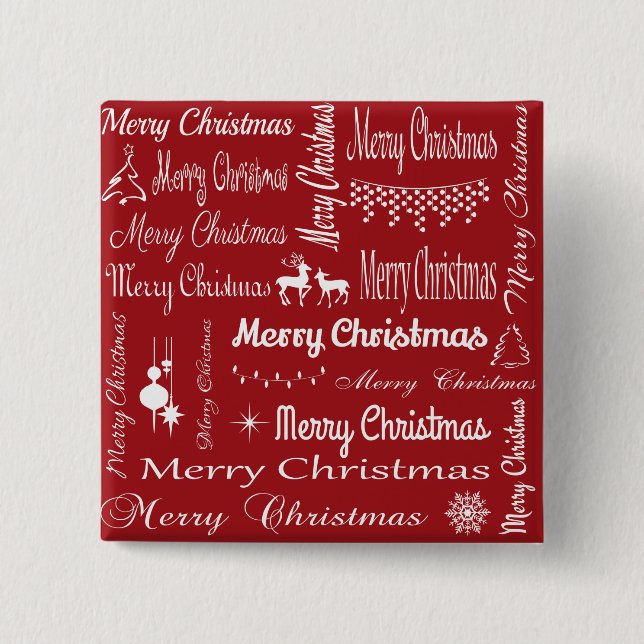 Merry Christmas Pinback Button (Front)