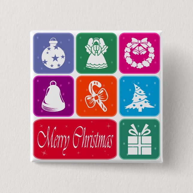Merry Christmas Pinback Button (Front)