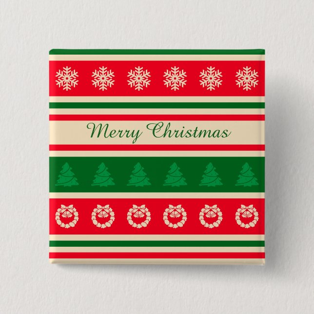 Merry Christmas Pinback Button (Front)