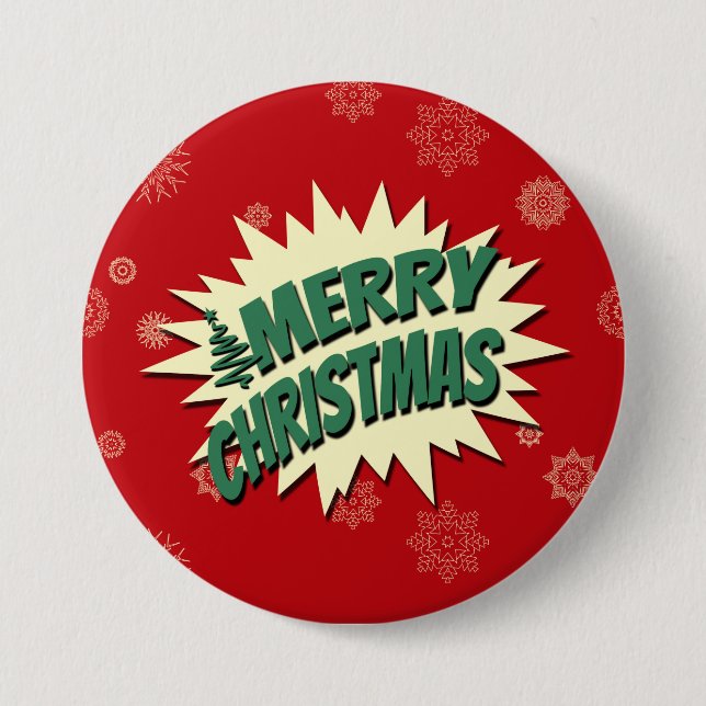 Merry Christmas Pinback Button (Front)