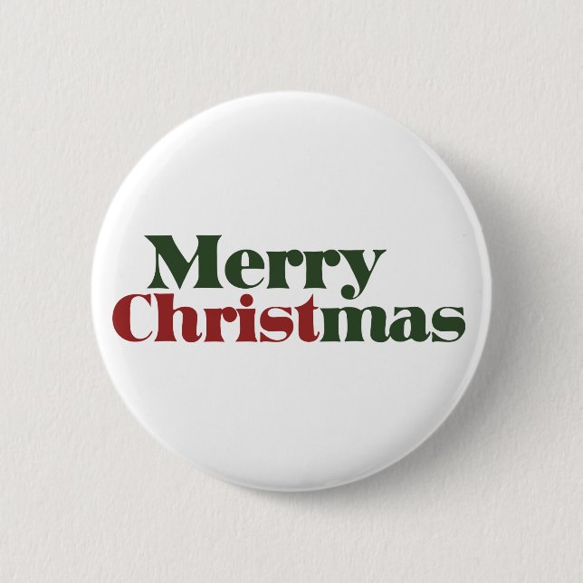 Merry Christmas Pinback Button (Front)