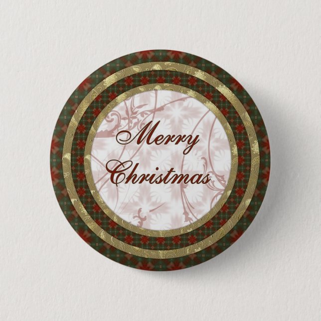 Merry Christmas Pinback Button (Front)