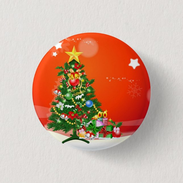 Merry Christmas Pinback Button (Front)