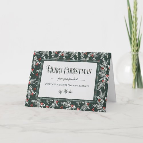 Merry Christmas Pine Berry Botanical Business Holiday Card