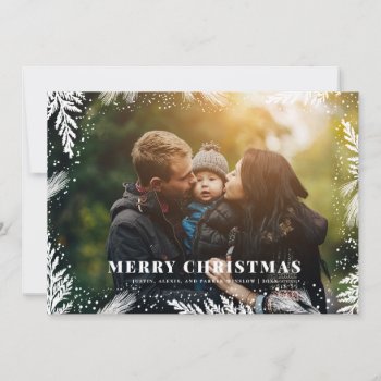 Merry Christmas Pine Border Christmas Card by BanterandCharm at Zazzle