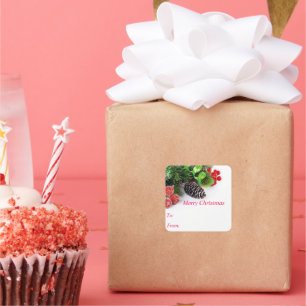 Merry Christmas Pine Cone Stickers