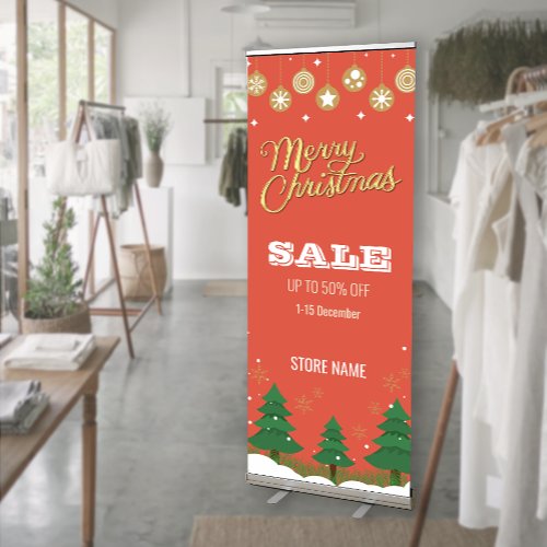 Merry Christmas Pine Tree 50Off Sale Holiday Retractable Banner