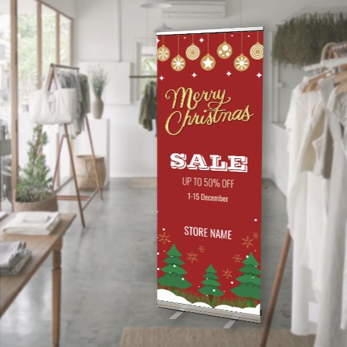 Merry Christmas Pine Tree 50Off Sale Holiday Retractable Banner