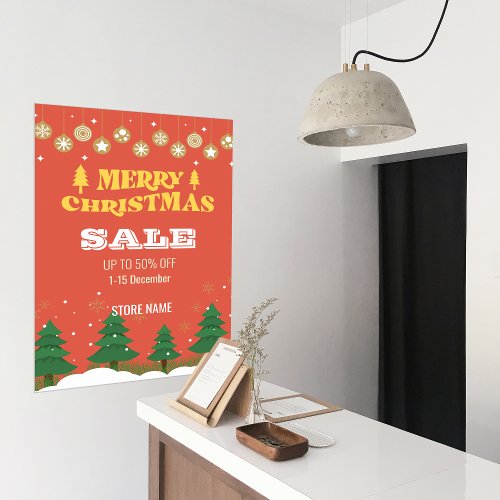 Merry Christmas Pine Tree Business Sale Ads Poster