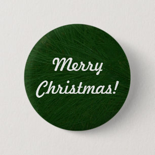 Merry Christmas Pine Tree Close Up Pinback Button