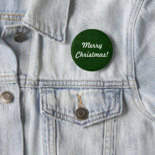 Merry Christmas Pine Tree Close Up Pinback Button