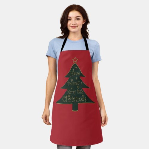 Merry Christmas pine tree decorations Apron