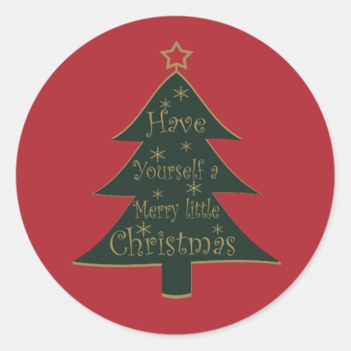 Merry Christmas pine tree decorations Classic Round Sticker