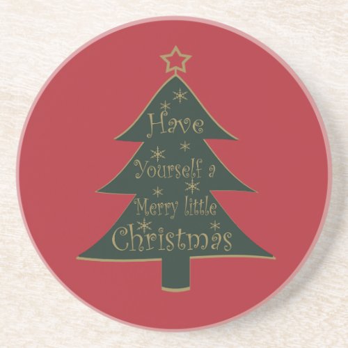 Merry Christmas pine tree decorations Coaster