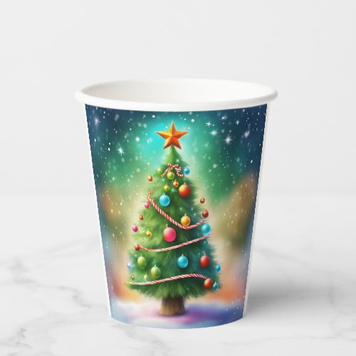 Merry Christmas Pine Tree Paper Cup