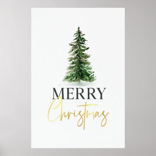Merry Christmas Pine Tree Poster