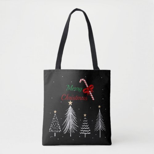 Merry Christmas Pine Trees Tote Bag
