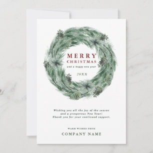 Merry Christmas Pine Wreath Card with QR Code