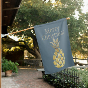 Merry Christmas Pineapple Blue Home Decor House Flag