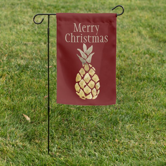 Merry Christmas Pineapple Decoration Rustic Garden Flag (In SItu)