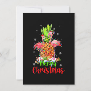 Merry Christmas Pineapple Flamingo Funny Xmas Invitation