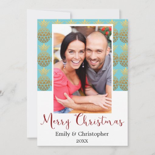 Merry Christmas Pineapple Holiday Photo Card | Zazzle