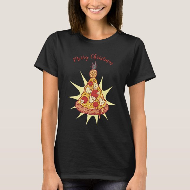 Merry Christmas Pineapple Pizza T-Shirt (Front)