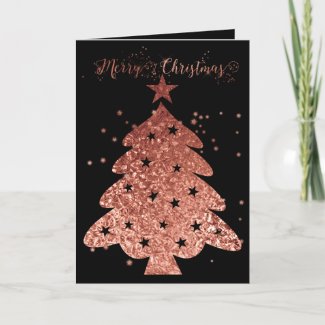 Merry Christmas Pink and Black Glam Holiday Card