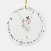 Merry Christmas Pink Ballerina Ornament