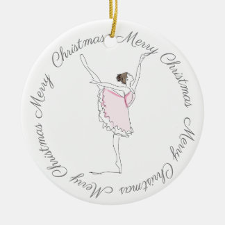 Merry Christmas Pink Ballerina Ornament
