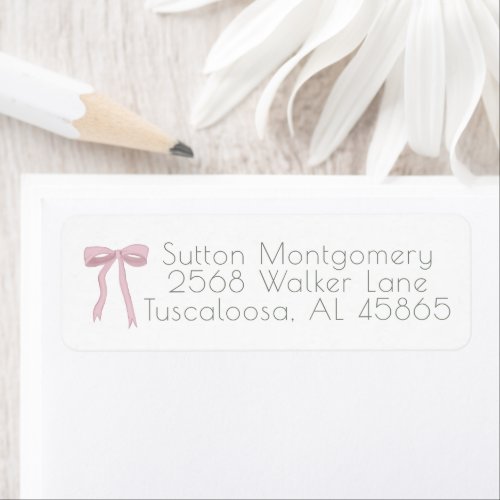 Merry Christmas Pink Bow Address Label