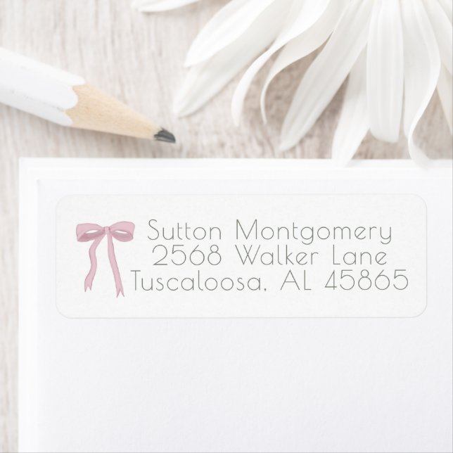 Merry Christmas Pink Bow Address Label (Insitu)