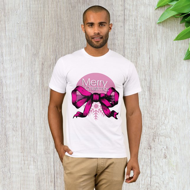 Merry Christmas Pink Bow T-Shirt (Creator Uploaded)