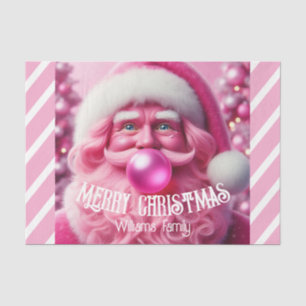 Merry Christmas Pink Bubble Gum Custom Fam Name Tissue Paper
