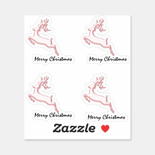 Merry Christmas Pink Deer Winter Holidays Sticker