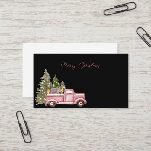 Merry Christmas Pink Farm Truck Christmas Trees Business Card