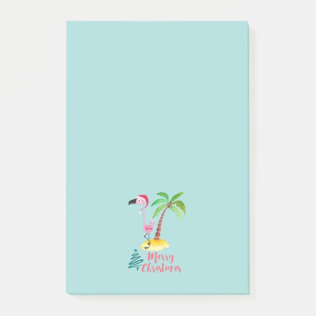 Merry Christmas Pink Flamingo With Palm Tree Post-it Notes (Front)