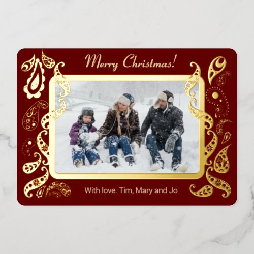 Merry christmas _ pink gold decorations  foil holiday card