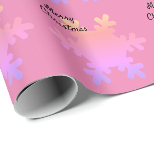 Merry Christmas Pink Gold Ombre Snowflake Patterns Wrapping Paper